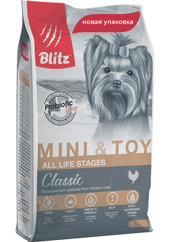 BLITZ ADULT MINI&TOY BREEDS корм для собак миниатюр и мелких пород пород - фото 21790