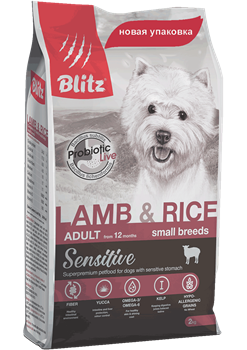 BLITZ ADULT SMALL BREEDS Lamb & Rice корм для мелких собак - фото 21792