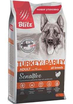 BLITZ ADULT Turkey & Barley корм для собак - фото 21794