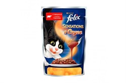 ФЕЛИКС Sensations корм для кошек кусочки в удивительном соусе говядина/томаты пакетик 75гр - фото 22292