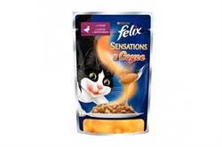 ФЕЛИКС Sensations корм для кошек кусочки в удивительном соусе утка/морковь пакетик 75гр - фото 22298