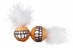 Rogz Игрушка для кошек: плюшевые мячики Grinz с кошачьей мятой, оранжевые - фото 23383