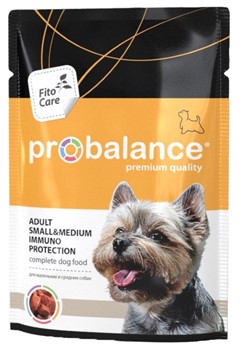 Probalance SMALL&MEDIUM Immuno Protection для взрослых собак малых и средних пород, пауч 85 гр - фото 24843