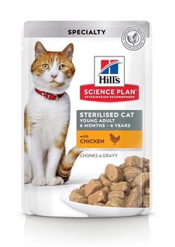 Hills Feline Young Adult Sterilised Cat- Хилс паучи для стерилизованных кошек до 6 лет Курица - фото 25689