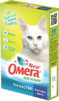 Омега Neo+ Лакомство мультивитаминное д/кошек Блестящая шерсть с биотином и таурином - фото 26826