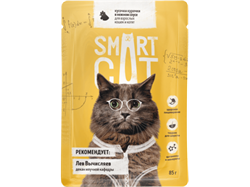 Smart Cat Паучи для взрослых кошек и котят: кусочки КУРОЧКИ в нежном соусе, 85 г - фото 28062