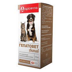ГЕПАТОВЕТ АКТИВ суспензия оральная д/собак и кошек, фл.100мл+шприц-дозатор - фото 31232