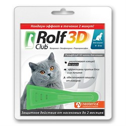 РОЛЬФ КЛУБ 3D Капли от клещей и блох для кошек более 4кг - фото 31748