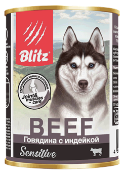 Blitz Sensitive «Говядина с индейкой» консервированный корм для собак всех пород и возрастов - фото 33074