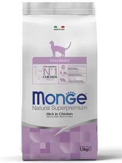 Monge Cat Sterilized корм для стерилизованных кошек с рисом и курицей - фото 33648