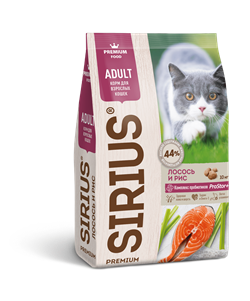 Сухой корм Sirius (Сириус) "Лосось и рис" для взрослых кошек - фото 36488