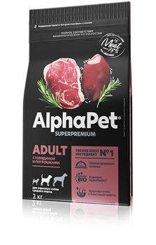 AlphaPet Superpremium для взрослых собак средних пород (с говядиной и потрошками) - фото 39389