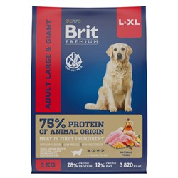 Brit сухой корм премиум класса с курицей для взрослых собак крупных и гигантских пород - фото 39918