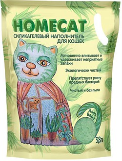 Наполнитель Homecat Алоэ Вера силикагелевый для кошачьих туалетов - фото 40058