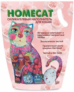 Наполнитель Homecat Роза впитывающий силикагелевый для кошачьих туалетов - фото 40072