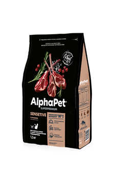 AlphaPet Superpremium для взрослых кошек с чувствительным пищеварением (с ягненком) 7,5 кг - фото 41655