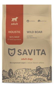SAVITA беззерновой корм для взрослых собак с мясом дикого кабана - фото 41673