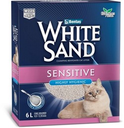 White Sand комкующийся наполнитель для чувствительных кошек, без запаха, коробка - фото 42420