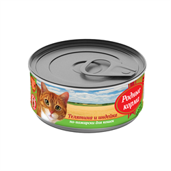 РОДНЫЕ КОРМА 100 г консервы для кошек телятина и индейка по-пожарски - фото 42584