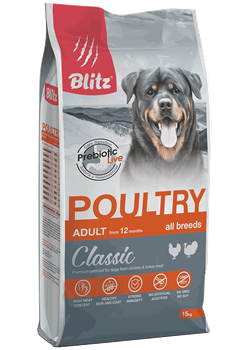 Blitz корм для собак с Домашней птицей ADULT DOG POULTRY 15 кг - фото 44521