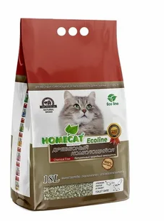 HOMECAT "Эколайн" древесный комкующийся наполнитель в гранулах для кошачьих туалетов - фото 45005