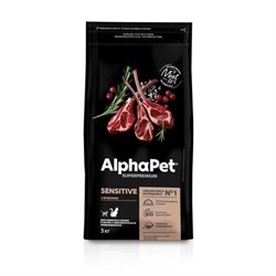 AlphaPet Superpremium для взрослых кошек с чувствительным пищеварением (с ягненком) - фото 45175