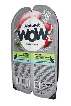 ALPHAPET WOW SUPERPREMIUM 80 ГР ЛАМИСТЕР ВЛАЖНЫЙ КОРМ ДЛЯ КОШЕК С ЧУВСТВИТЕЛЬНЫМ ПИЩЕВАРЕНИЕМ КРОЛИК С ПОТРОШКАМИ - фото 45183