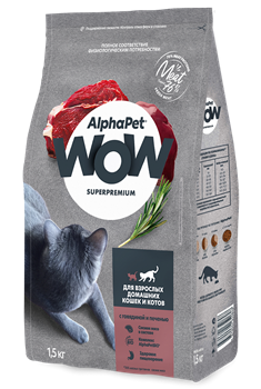 AlphaPet WOW Superpremium для взрослых кошек (c говядиной и печенью) - фото 45188