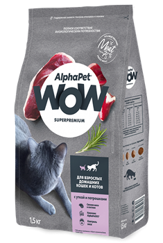 AlphaPet WOW Superpremium для взрослых стерилизованных кошек (с уткой и потрошками) - фото 45194