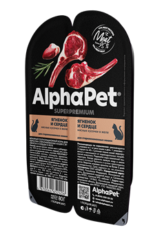 AlphaPet Superpremium 80гр ламистер влажный корм для взрослых стерилизованных кошек с ягненком и сердцем в желе - фото 45216