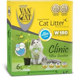 VAN CAT Комкующийся наполнитель с Антибактериальным эффектом, 6л, коробка (Clinic Ultra Sensitive) - фото 45258