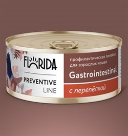 Florida Preventive Line консервы Gastrointestinal для кошек "Поддержание здоровья пищеварительной системы" с перепёлкой 100гр - фото 45369