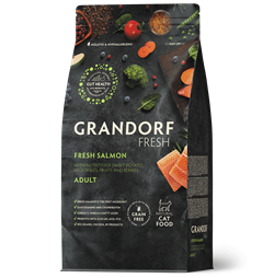 Grandorf  Fresh CAT Salmon СВЕЖЕЕ ФИЛЕ ЛОСОСЯ С БАТАТОМ ДЛЯ ВЗРОСЛЫХ КОШЕК - фото 46003