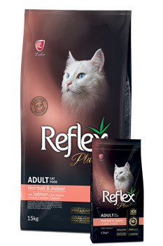 REFLEX PLUS ADULT CAT FOOD HAIRBALL SALMON СУХОЙ КОРМ ДЛЯ КОШЕК ДЛЯ ВЫВЕДЕНИЯ ШЕРСТИ С ЛОСОСЕМ - фото 46088