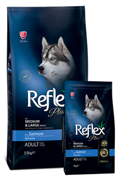 REFLEX PLUS MEDIUM LARGE BREED ADULT DOG FOOD SALMON СУХОЙ КОРМ ДЛЯ СОБАК СРЕДНИХ И КРУПНЫХ ПОРОД С ЛОСОСЕМ - фото 46145