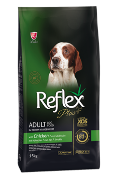 REFLEX PLUS MEDIUM LARGE BREED ADULT DOG FOOD CHICKEN СУХОЙ КОРМ ДЛЯ СОБАК СРЕДНИХ И КРУПНЫХ ПОРОД С КУРИЦЕЙ - фото 46149