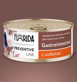 Florida Preventive Line консервы Gastrointestinal для кошек "Поддержание здоровья пищеварительной системы" с индейкой 100гр - фото 46511