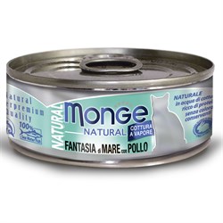 Влажный корм Monge Cat Natural для кошек, с морепродуктами и курицей, консервы 80 г - фото 48957