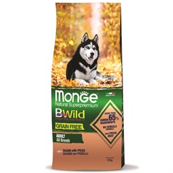 Сухой корм Monge Dog BWild GRAIN FREE для взрослых собак, беззерновой, из лосося 12 кг - фото 49561