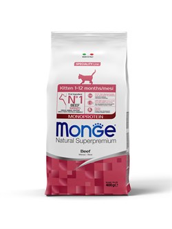 Сухой корм Monge Cat Speciality Line Monoprotein для котят и беременных кошек, из говядины 400 г - фото 50139