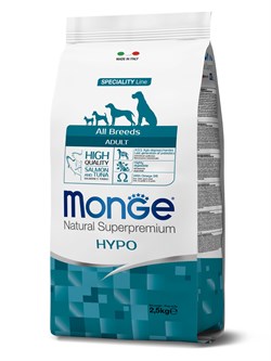 Cухой корм Monge Dog Speciality Line Hypo корм для взрослых собак, гипоаллергенный, из лосося с тунцом 2,5 кг - фото 50206