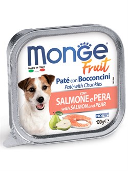 Влажный корм Monge Dog Fruit для собак, с лососем и грушей, консервы 100 г - фото 50355