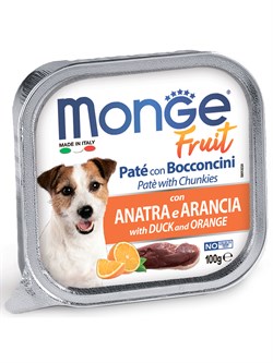 Влажный корм Monge Dog Fruit для собак, с уткой и апельсином, консервы 100 г - фото 50362