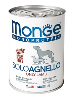 Влажный корм Monge Dog Monoprotein для собак, паштет из ягненка, консервы 400 г - фото 50501