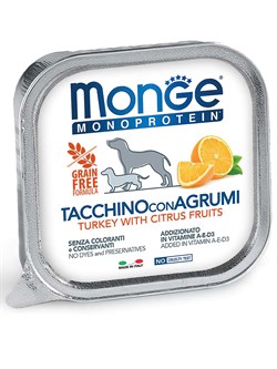 Влажный корм Monge Dog Natural Monoprotein Fruits для собак, паштет из индейки с цитрусовыми, консервы 150 г - фото 50510