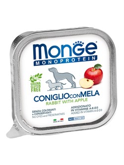 Влажный корм Monge Dog Natural Monoprotein Fruits для собак, паштет из кролика с яблоком, консервы 150 г - фото 50519