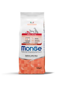 Сухой корм Monge Dog Speciality Line Monoprotein для щенков мелких пород, из лосося с рисом 7,5 кг - фото 51121