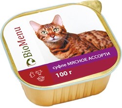 Био Меню 79574 кон.д/кошек суфле Мясное ассорти 100г - фото 56729