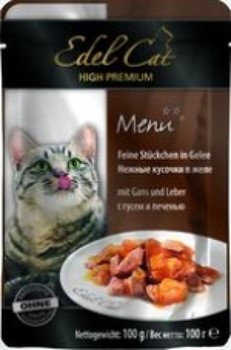 EDEL CAT Эдель Кэт пауч д/кошек кусочки в соусе с Печенью и Кроликом 100г - фото 5765