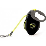 FLEXI рулетка-ремень для собак до 25кг, 8м (GIANT M Neon tape), черная+неон